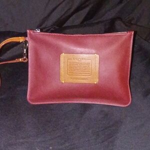 Coach Men's Burgundy Leather Toiletry Bag